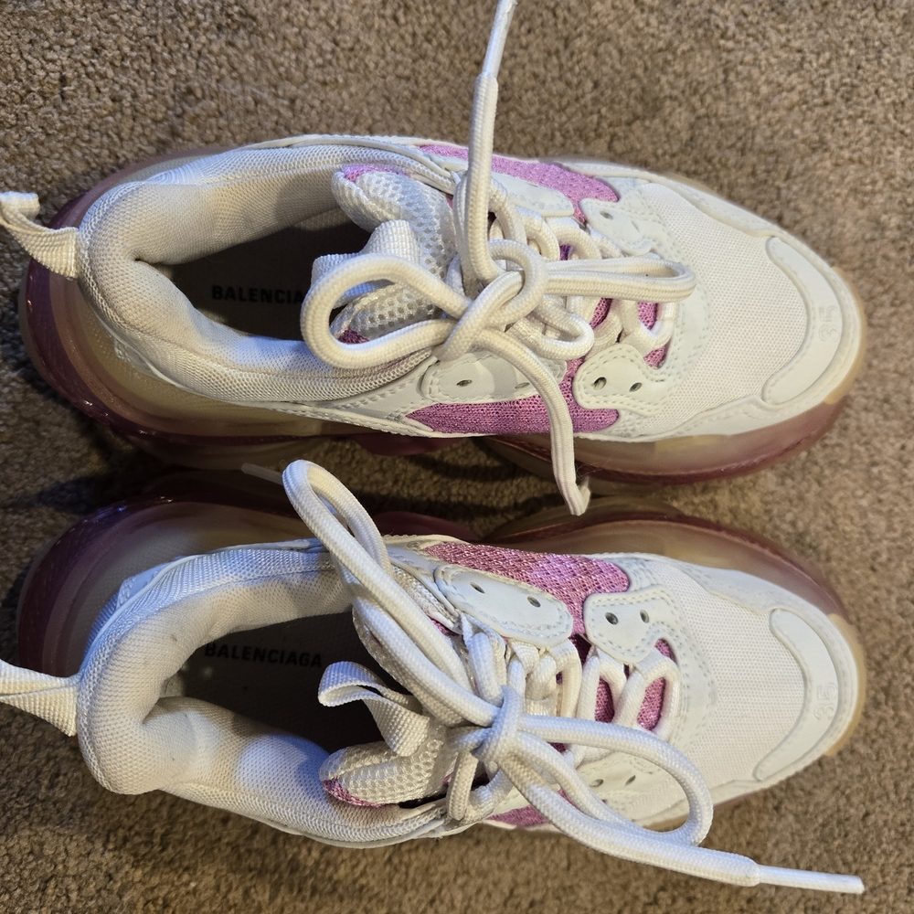 WOMENS Size 5 Balenciaga Triple S Clear Sole Trainer in colorway of white & pink - Picture 6 of 9
